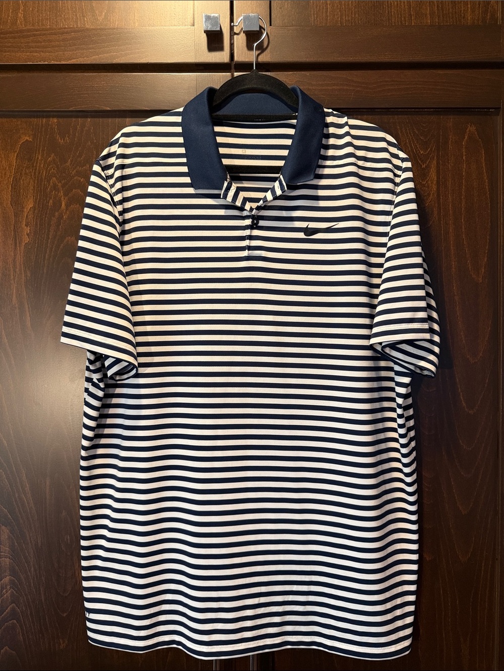 Nike Golf Dri-Fit Striped Polo in Navy and White Size XL